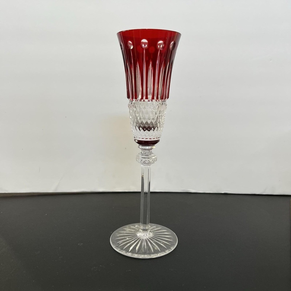 AJKA Olinda Fabergé Xenia Ruby Red Champagne Flute 9.5"‎